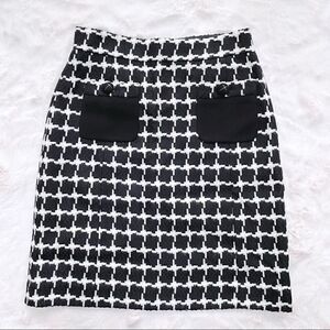VINTAGE Carlisle Houndstooth Wool Blend Tweed Pencil Skirt Career Black White 8